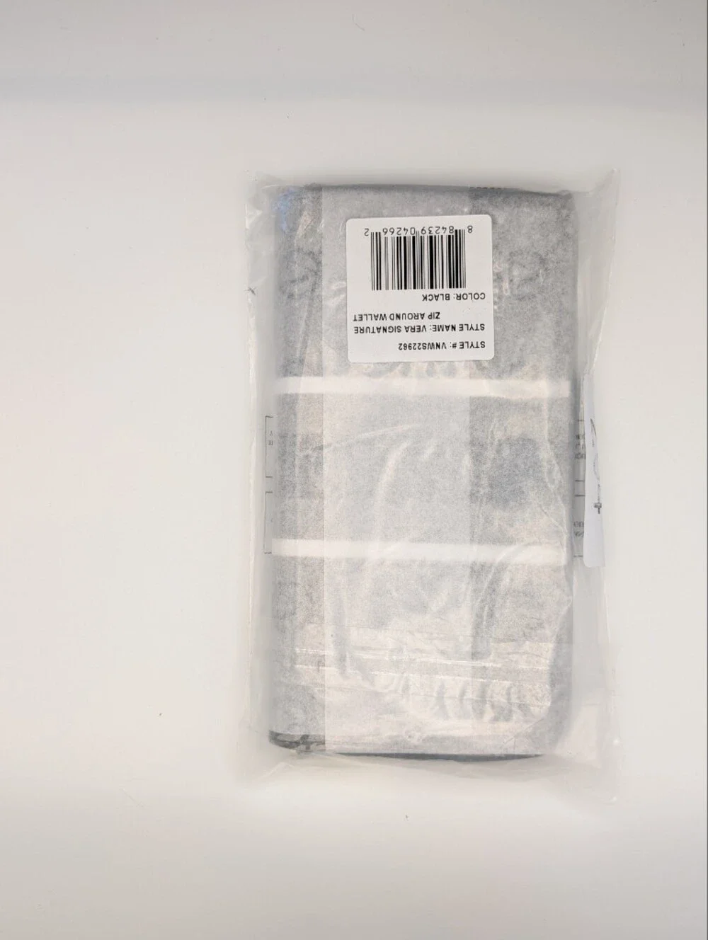 VERA New York Zip-Around Wallet for Women, Logo Print Gray Black White Gold NWT
